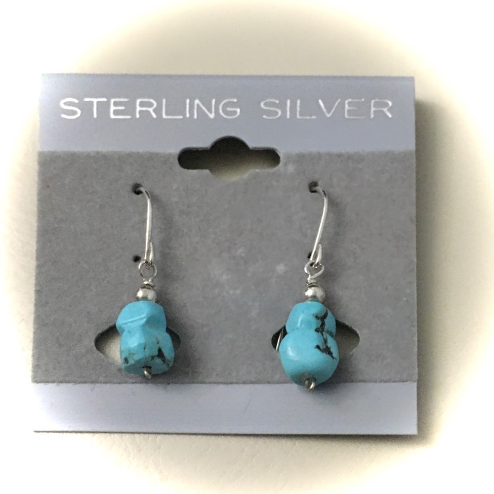 Blue Turquoise Sterling Silver Earrings